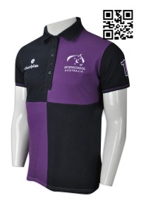 P708 來樣訂造Polo恤款式   製作拼色Polo恤款式  7粒鈕 胸筒 澳門馬術比賽  非牟利社團 民間社團組織 合營組織    黑色撞色紫色